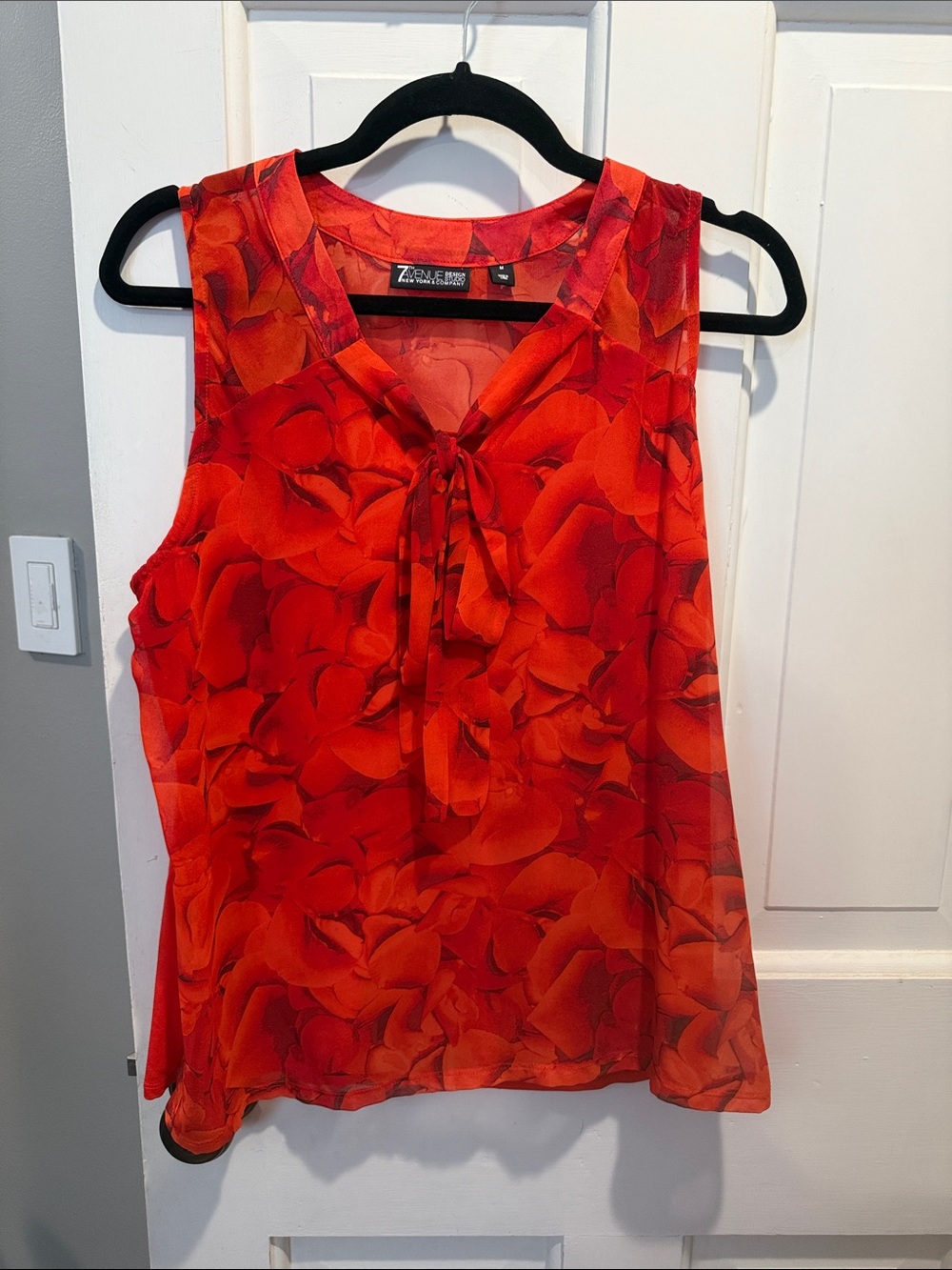 Red Floral Tie-Neck Sleeveless Camisole
